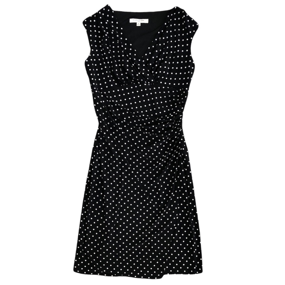 Evan Picone Women Sleeveless Black w/ White Polka Dot Dress, Size 10